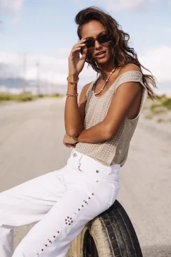 Large | Colored Pants*Freeman T. Porter Agatha Andalousia offwhite