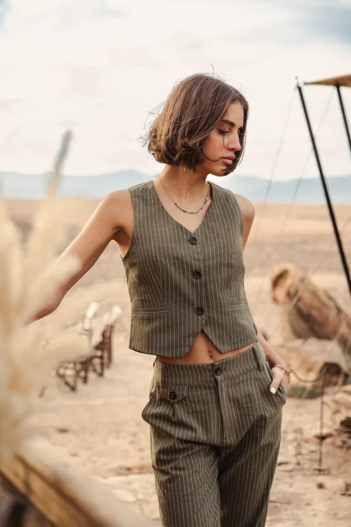 City | High Waist*Freeman T. Porter Alba Corsaire olivine