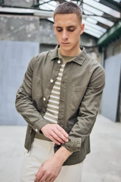Jackets & Overshirts*Freeman T. Porter Barney Cot Slub deeplichengreen