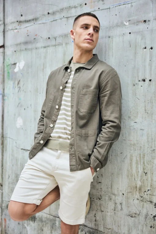 Jackets & Overshirts*Freeman T. Porter Barney Cot Slub deeplichengreen
