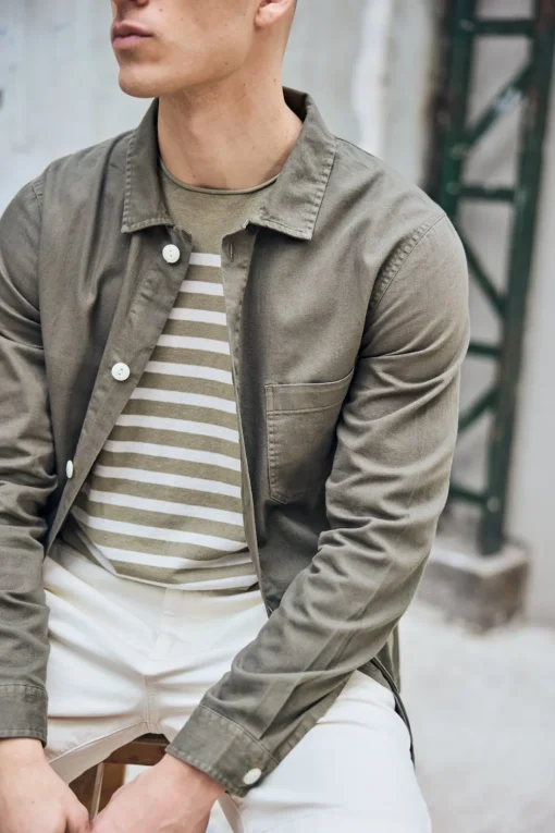 Jackets & Overshirts*Freeman T. Porter Barney Cot Slub deeplichengreen
