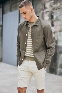Jackets & Overshirts*Freeman T. Porter Barney Cot Slub deeplichengreen