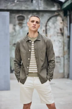 Jackets & Overshirts*Freeman T. Porter Barney Cot Slub deeplichengreen