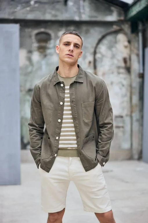 Jackets & Overshirts*Freeman T. Porter Barney Cot Slub deeplichengreen