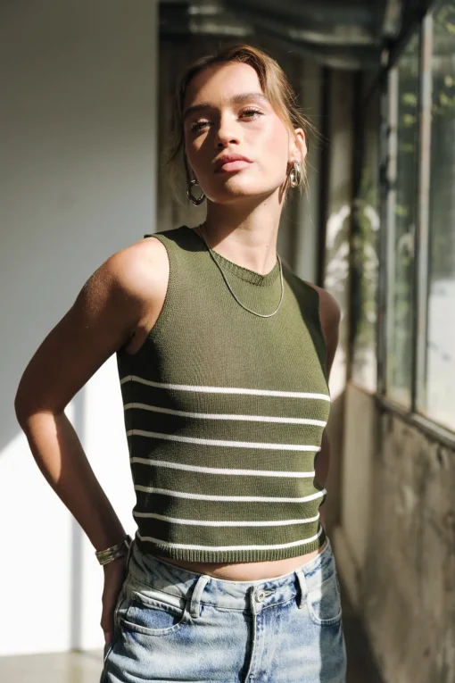 Tops & Shirts*Freeman T. Porter Dori Stripes Cropped cypress