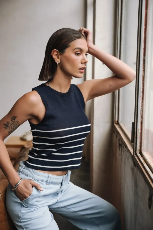 Tops & Shirts*Freeman T. Porter Dori Stripes Cropped darknavy