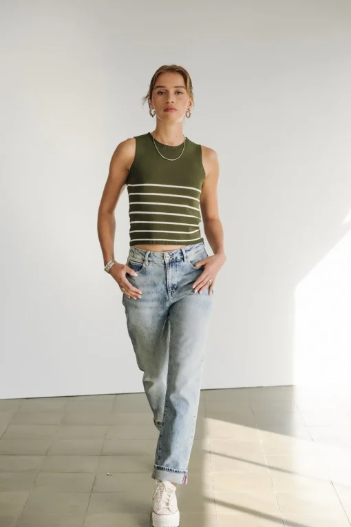 Tops & Shirts*Freeman T. Porter Dori Stripes Cropped cypress