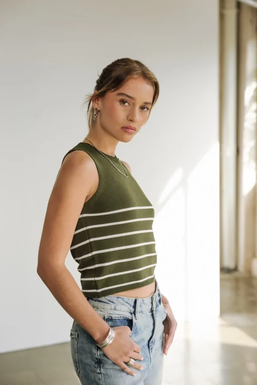 Tops & Shirts*Freeman T. Porter Dori Stripes Cropped cypress