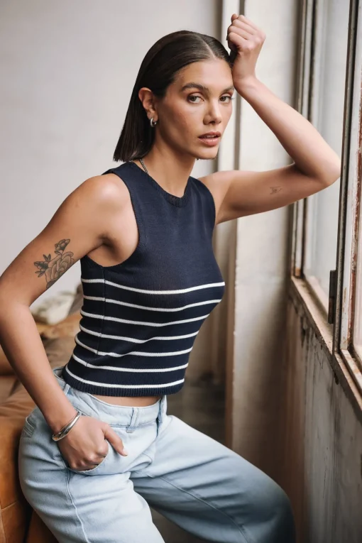 Tops & Shirts*Freeman T. Porter Dori Stripes Cropped darknavy