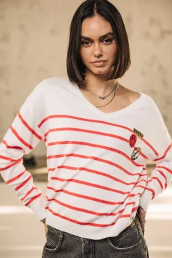 Mesh*Freeman T. Porter Isabel Stripes tangerinetango