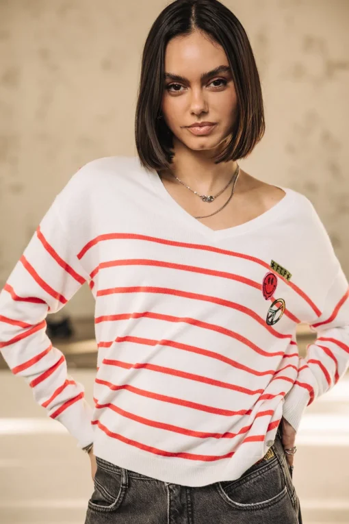 Mesh*Freeman T. Porter Isabel Stripes tangerinetango