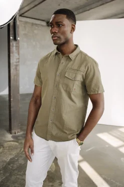 Shirts*Freeman T. Porter Joshua Washed Linen dustyolive