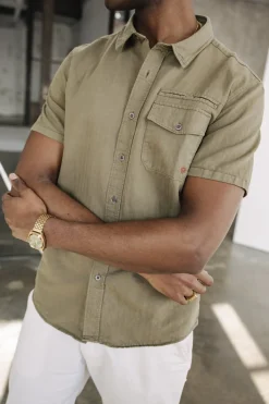 Shirts*Freeman T. Porter Joshua Washed Linen dustyolive