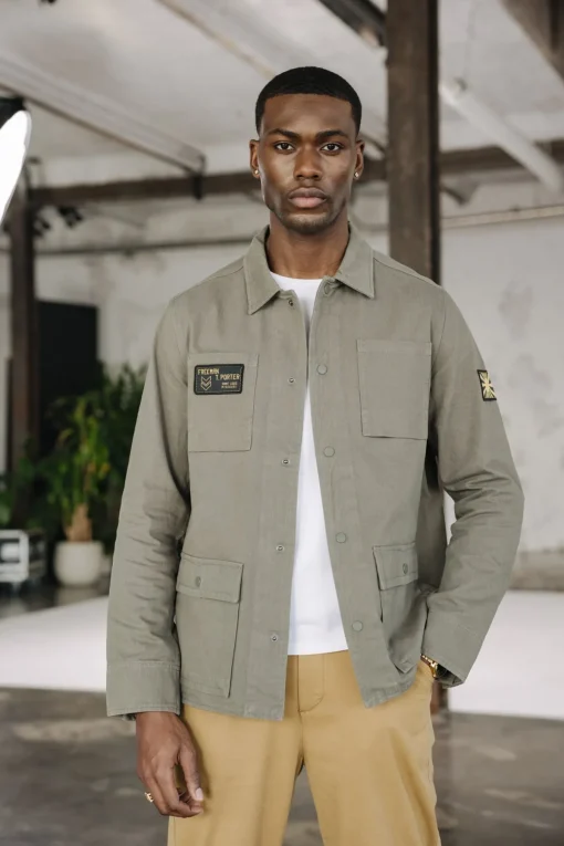 Jackets & Overshirts*Freeman T. Porter Luck Chevron dustyolive