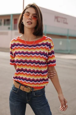 Mesh | T-Shirts*Freeman T. Porter Pelona Wavy tigerlily