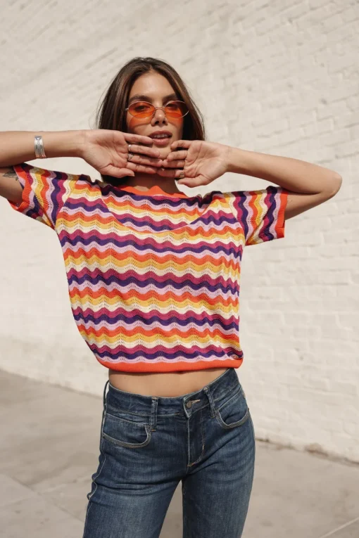 Mesh | T-Shirts*Freeman T. Porter Pelona Wavy tigerlily