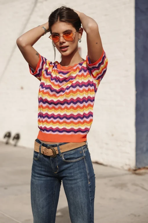 Mesh | T-Shirts*Freeman T. Porter Pelona Wavy tigerlily