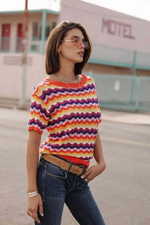 Mesh | T-Shirts*Freeman T. Porter Pelona Wavy tigerlily