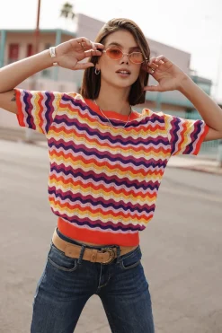 Mesh | T-Shirts*Freeman T. Porter Pelona Wavy tigerlily