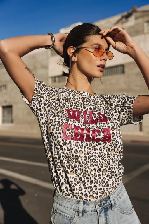 T-Shirts*Freeman T. Porter Suria Leo Glitter offwhite