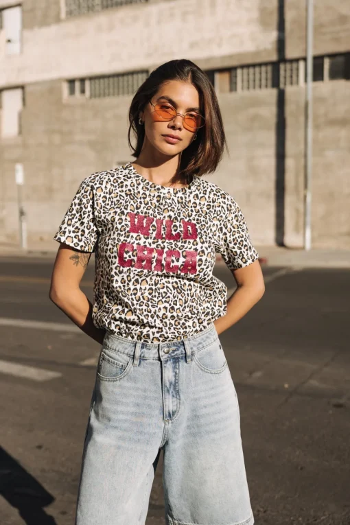 T-Shirts*Freeman T. Porter Suria Leo Glitter offwhite