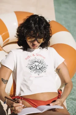T-Shirts*Freeman T. Porter Talmy Rise u0026 Shine offwhite