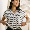 Tops & Shirts*Freeman T. Porter Tanisse Waves blacku0026 white