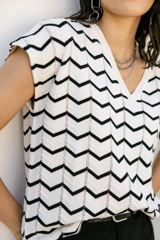 Tops & Shirts*Freeman T. Porter Tanisse Waves blacku0026 white