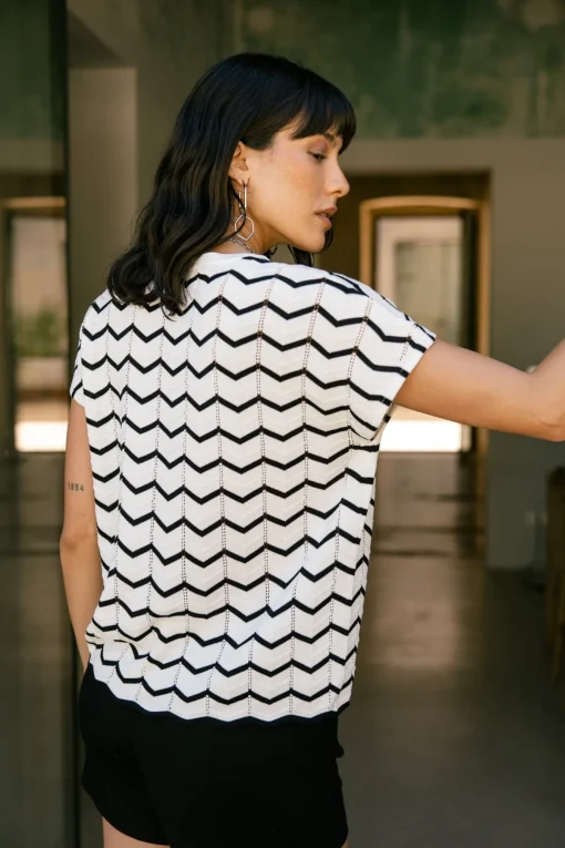 Tops & Shirts*Freeman T. Porter Tanisse Waves blacku0026 white