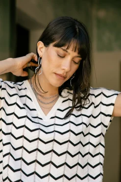 Tops & Shirts*Freeman T. Porter Tanisse Waves blacku0026 white