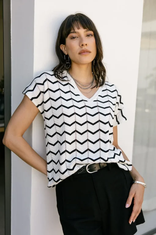 Tops & Shirts*Freeman T. Porter Tanisse Waves blacku0026 white