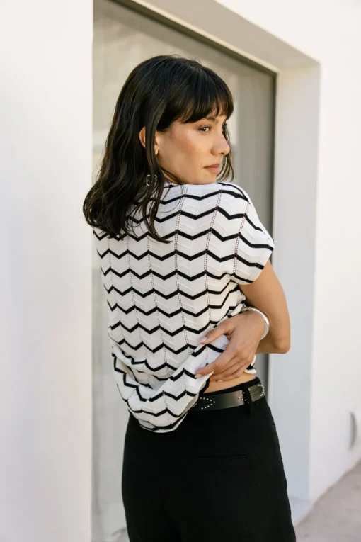 Tops & Shirts*Freeman T. Porter Tanisse Waves blacku0026 white