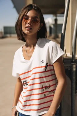 T-Shirts*Freeman T. Porter Tema Stripes Be Alive cherrytomato
