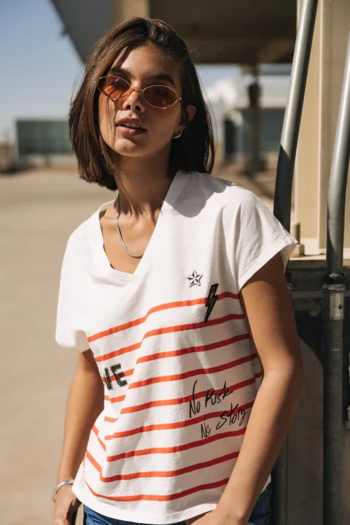 T-Shirts*Freeman T. Porter Tema Stripes Be Alive cherrytomato