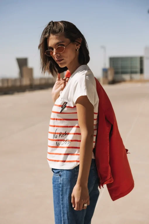 T-Shirts*Freeman T. Porter Tema Stripes Be Alive cherrytomato