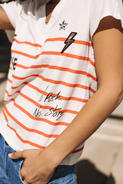T-Shirts*Freeman T. Porter Tema Stripes Be Alive cherrytomato