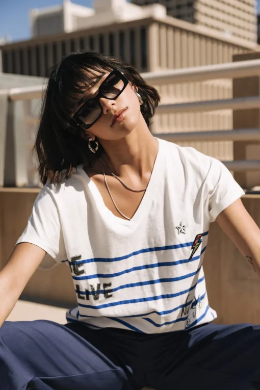 T-Shirts*Freeman T. Porter Tema Stripes Be Alive dazzlingblue