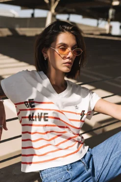 T-Shirts*Freeman T. Porter Tema Stripes Be Alive cherrytomato