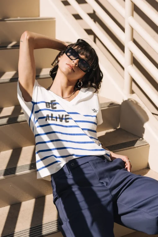 T-Shirts*Freeman T. Porter Tema Stripes Be Alive dazzlingblue