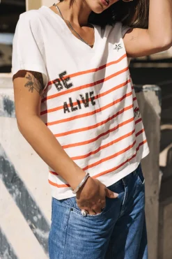 T-Shirts*Freeman T. Porter Tema Stripes Be Alive cherrytomato