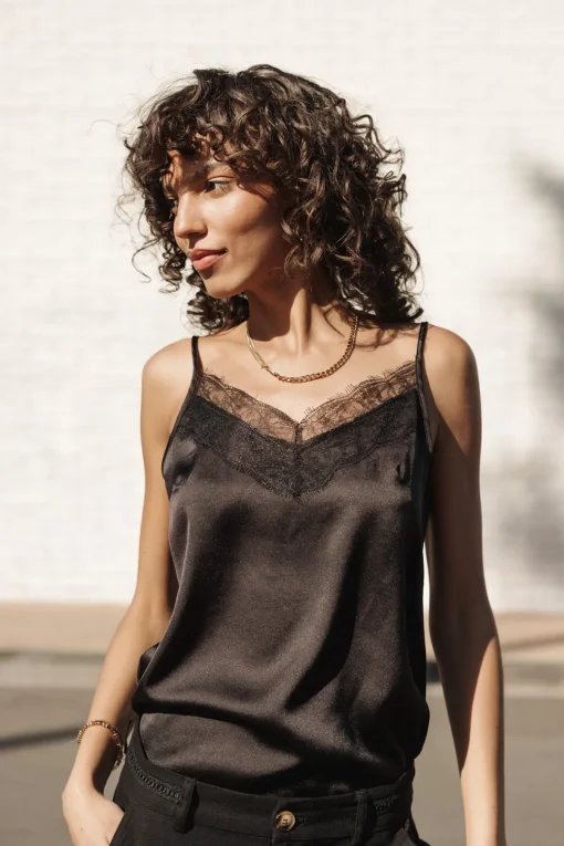 Tops & Shirts*Freeman T. Porter Thylia Lace Fabric Mix black