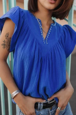Tops & Shirts*Freeman T. Porter Tillie Plain Color dazzlingblue