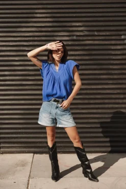 Tops & Shirts*Freeman T. Porter Tillie Plain Color dazzlingblue