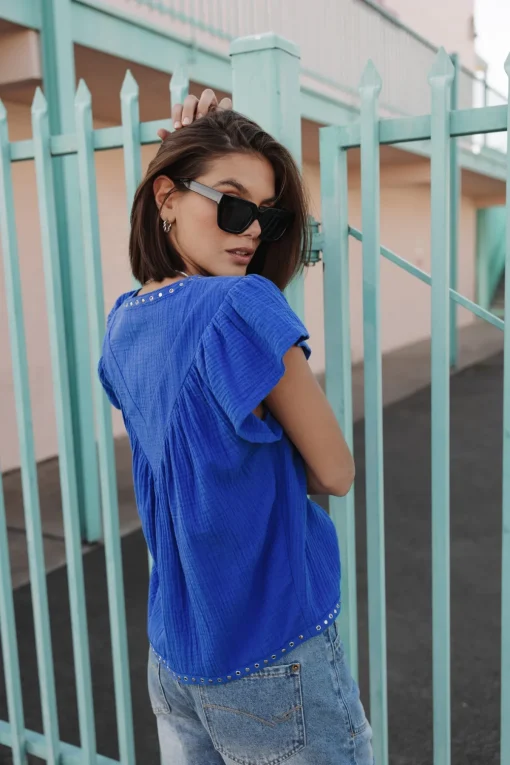 Tops & Shirts*Freeman T. Porter Tillie Plain Color dazzlingblue
