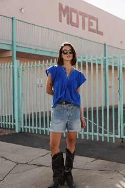 Tops & Shirts*Freeman T. Porter Tillie Plain Color dazzlingblue