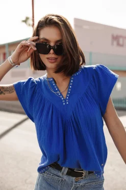 Tops & Shirts*Freeman T. Porter Tillie Plain Color dazzlingblue