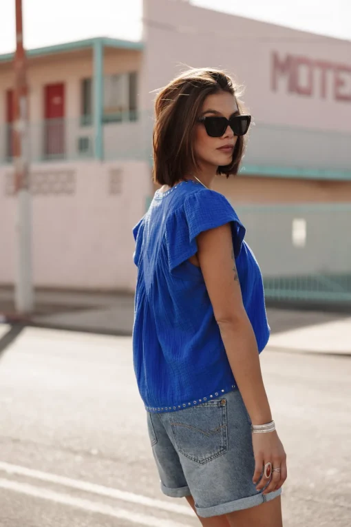 Tops & Shirts*Freeman T. Porter Tillie Plain Color dazzlingblue