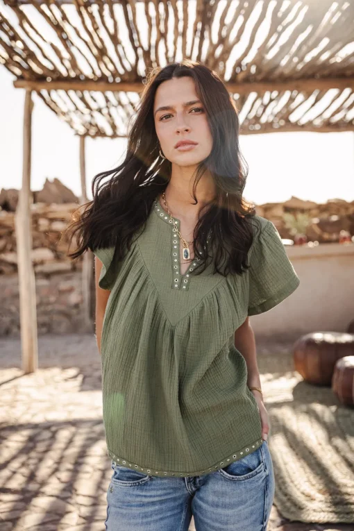 Tops & Shirts*Freeman T. Porter Tillie Plain Color olivine
