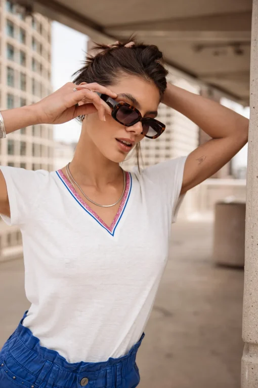 T-Shirts*Freeman T. Porter Tonia Linen white