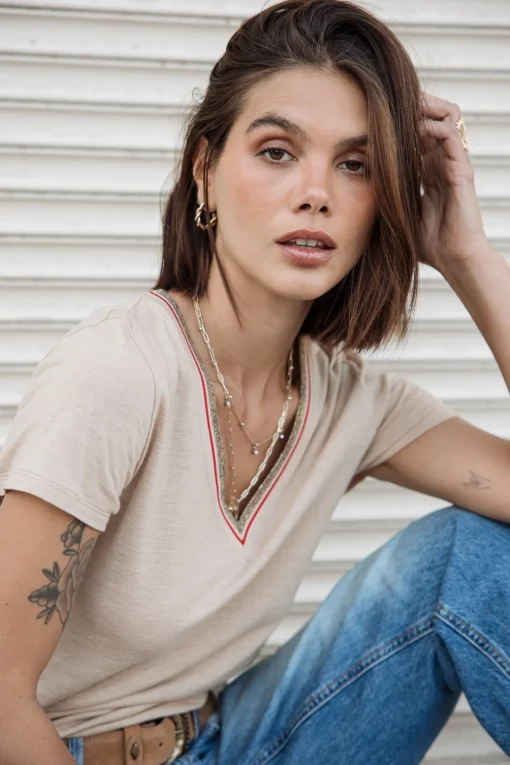 T-Shirts*Freeman T. Porter Tonia Linen irishcream